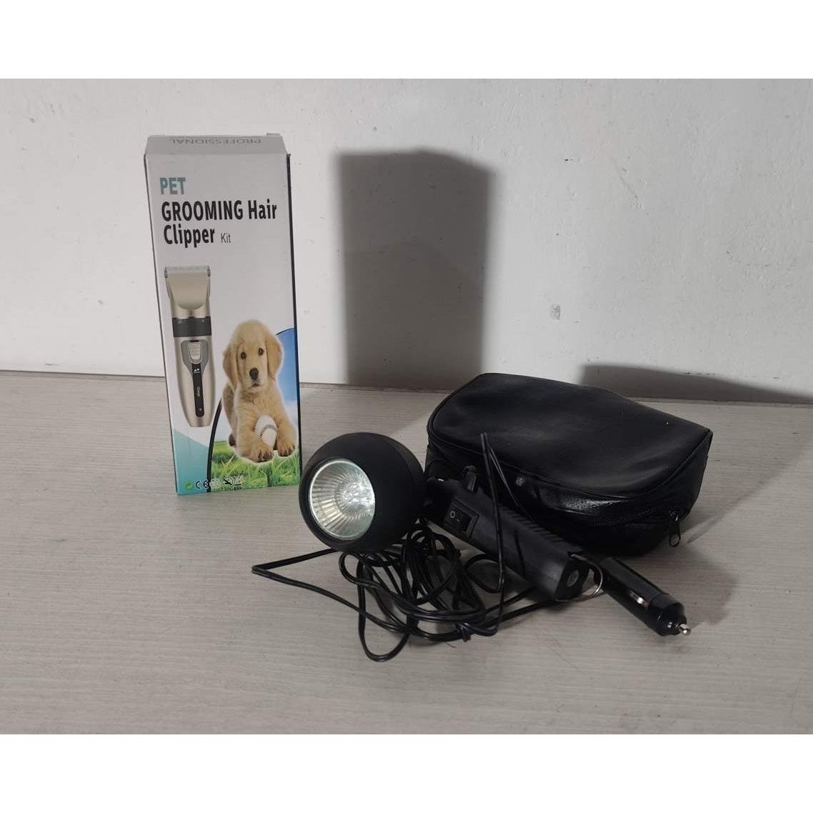 Linterna 12 volt y maquina para cortar pelo de mascotas (funcionan)