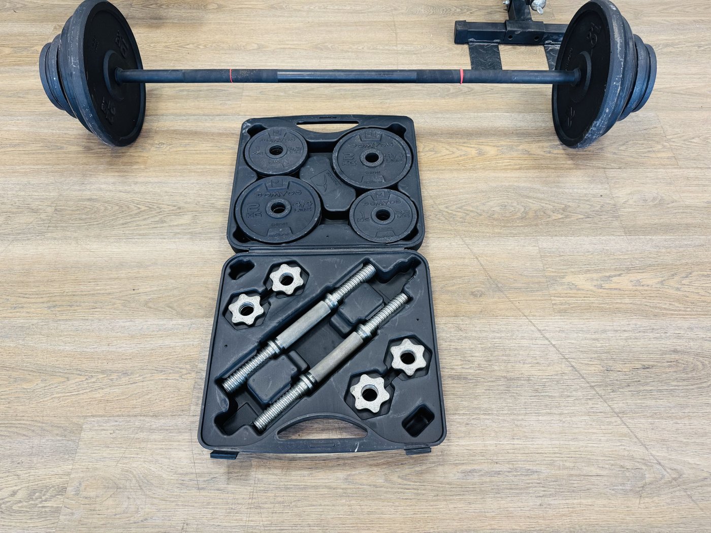 Kit de Mancuernas y Barra con Discos para Entrenamiento