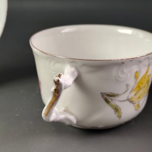 Dúo Taza y Platillo Limoges Francia Porcelana Diseño Floral - imagen 5