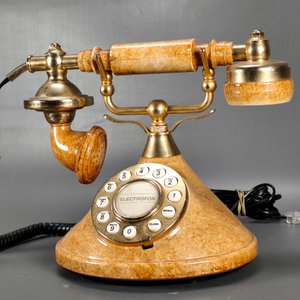 Teléfono Antiguo Electrofon Estilo Vintage Dorado y Marrón - imagen 4
