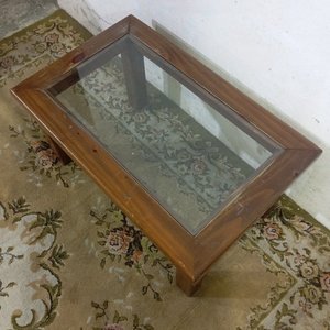 Mesa de Living Rústica con Tapa de Vidrio Rectangular - imagen 5