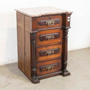 Cajonero Colonial de Nogal con Tapa de Mármol - imagen 1