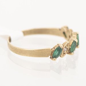 Anillo Medio Sin Fin Oro 18k con Esmeraldas y Brillantes - imagen 2