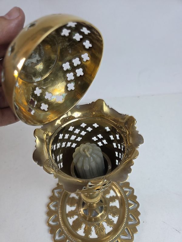 Lámpara de aceite de bronce con pedestal - imagen 5