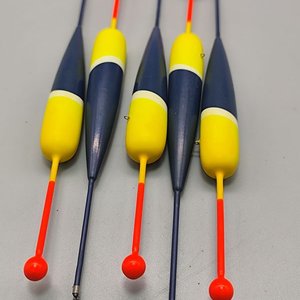 Lote de 5 Boyas de Pesca Alargadas en Azul y Amarillo - imagen 2