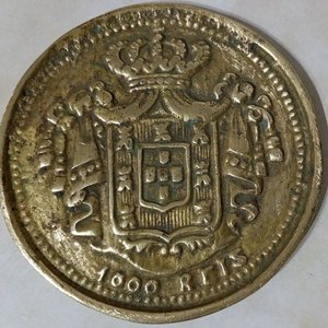 Lote siguiente: Medallón Decorativo 1000 Réis Portugal Siglo XIX Escudo Real