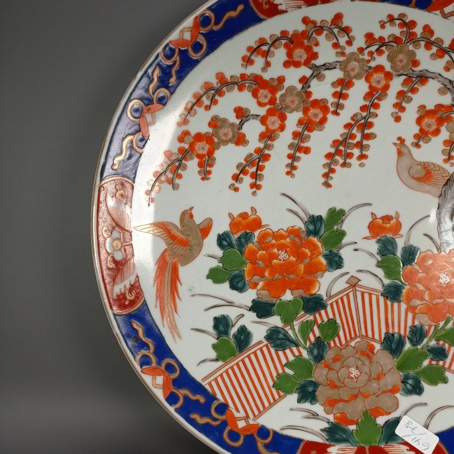Plato de porcelana japonés pintado a mano con diseño floral y pájaros - imagen 8