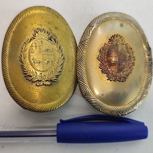 2 Hebillas Metálicas Doradas para Cinturón de Policía de Montevideo con Escudo Uruguayo - imagen 1