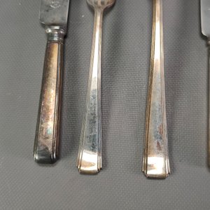 Juego de 148 Piezas Cubiertos Ingleses Art Decó de Alpaca Bañada en Plata - imagen 12