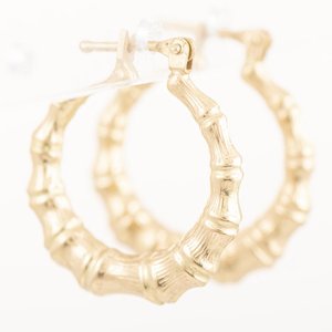 Par de Aros Argolla Oro 18k Diseño Bambú - imagen 2