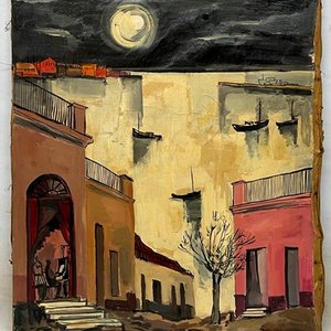 Oleo "Reflejo de Luna" de Jonio Montiel, 60 x 50 cm, 1984 - imagen 2
