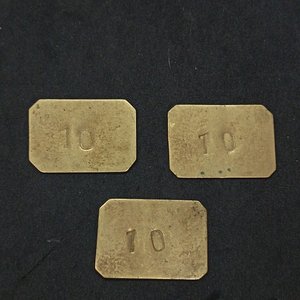 Lote de 3 Fichas de Esquila de Bronce con Valor 10 - imagen 2