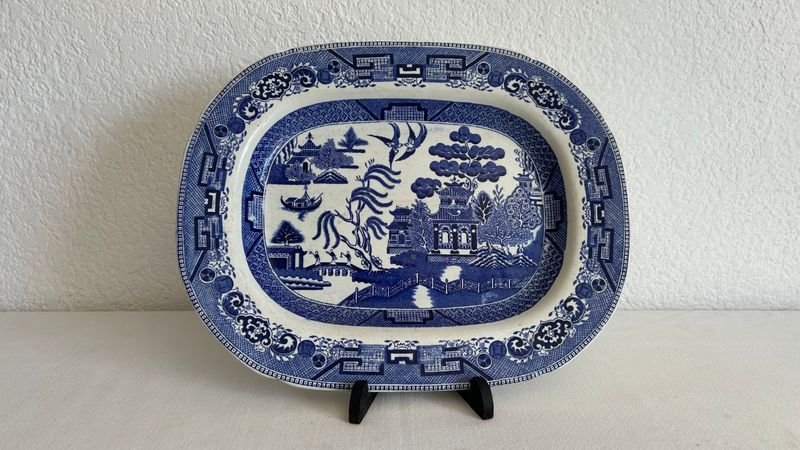 Fuente Inglesa 35x28cm: Placa de Porcelana Azul y Blanca - imagen 2