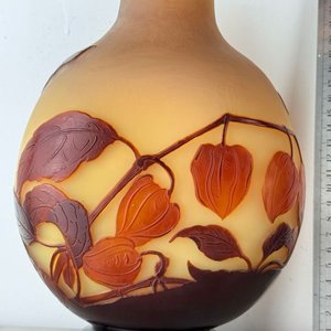 Jarrón Art Nouveau Émile Gallé Physalis Vidrio Cameo Grabado Ácido - imagen 2