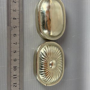 Par de Pastilleros Ovalados de Metal Plateado - imagen 5