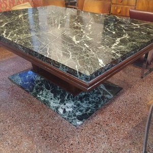 Mesa Art Decó Francesa de Jacarandá con Tapa de Mármol Verde - imagen 4