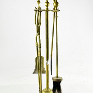 Juego de Herramientas para Estufa en Bronce con Soporte y 4 Piezas - imagen 1