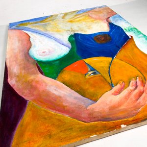 Cuadro al Óleo: Mujer Embarazada, 60 x 45 cm - imagen 3