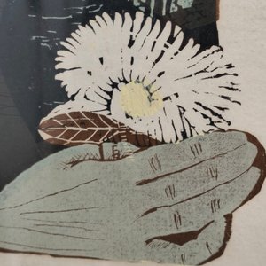 Serigrafía "Flor Blanca" de Gladys Afamado Firmada y Numerada - imagen 5