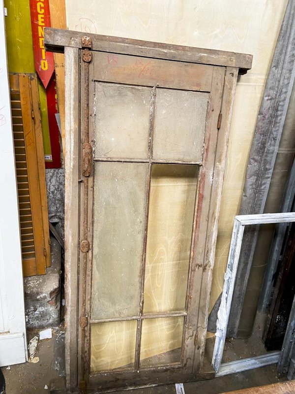 Ventana Antigua de Madera y Vidrio con Faltante de Hoja - 175x75 cm - imagen 1