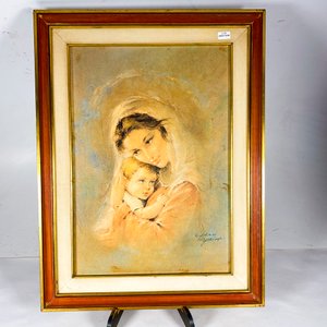 Cuadro "Dama y Niño" con marco, medidas 33x47 cm - imagen 4