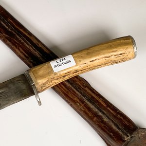 Daga Antigua Hoja de Acero con Cabo de Guampa y Vaina - imagen 3
