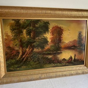 Cuadro al óleo "Paisaje" 90x60cm, firmado - imagen 2