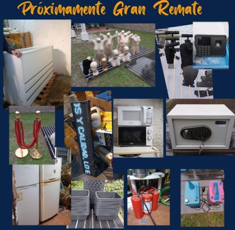 HOY REMATE : Liquidación Tienda 1ra parte por cuenta y orden de sus propietarios, destacando: Cajas fuertes, Maniquís, Extintores, transformadores, Luces, Exhibidor, Perchas, Infladores de globos, impresora térmica y muchos lotes más... con tecnología y electrodomésticos