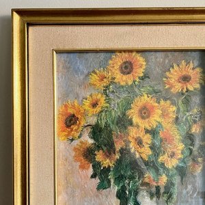 Cuadro "Girasoles" Estilo Impresionista Claude Monet Marco Dorado - imagen 2