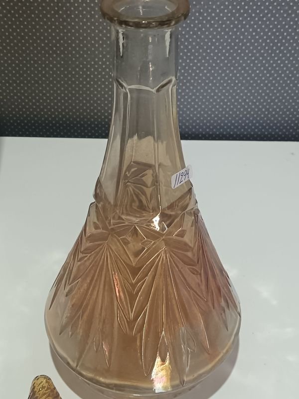 Vaso de cristal labrado en ámbar, antiguo y hermoso - imagen 4