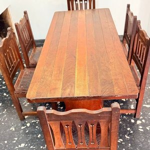 Mesa de Comedor de Madera Maciza con 6 Sillas Estilo Rústico - imagen 18