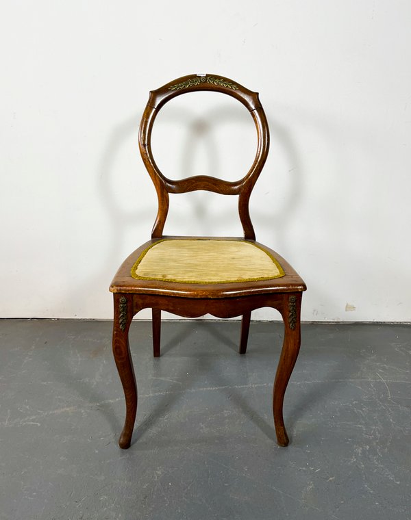 Silla Francesa Estilo Luis XV en Caoba con Apliques de Bronce - imagen 1