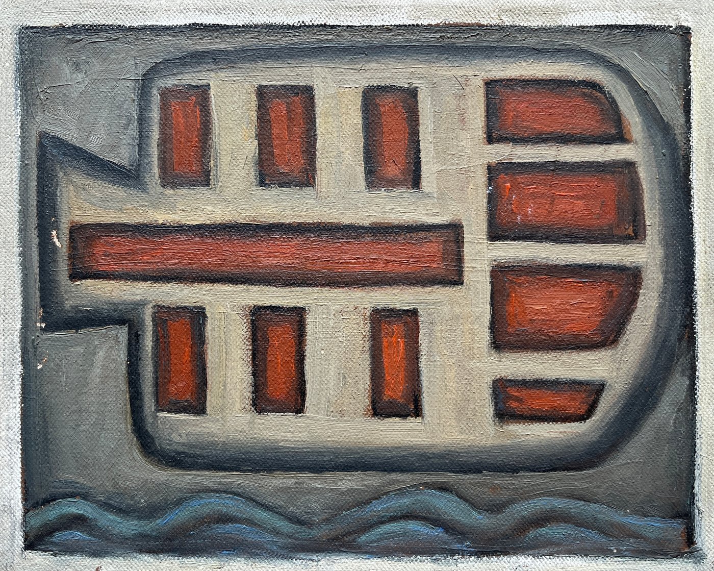 Pintura "Pez" de Walter Deliotti, Óleo sobre Tela, 20 x 26 cm