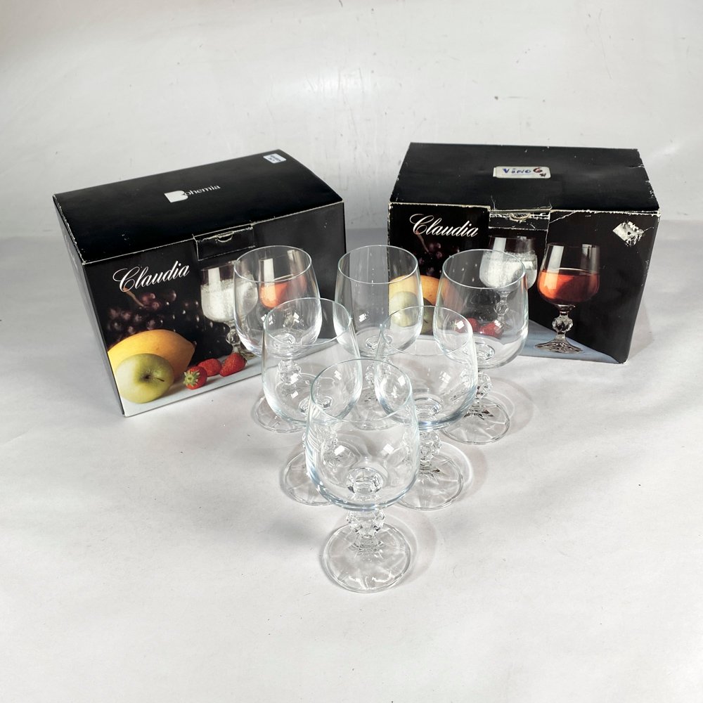 Dos Cajas de Copas Bohemia Cristal Claudia - 12 Unidades