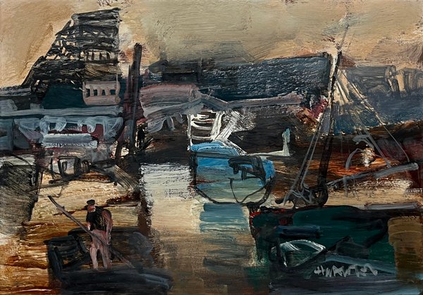 Oleo "Marina" de Hugo Nantes, 40 x 53 cm - imagen 1