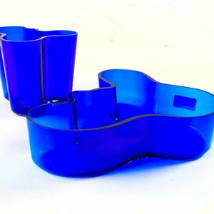 Dos Centros de Mesa de Cristal Azul - imagen 3