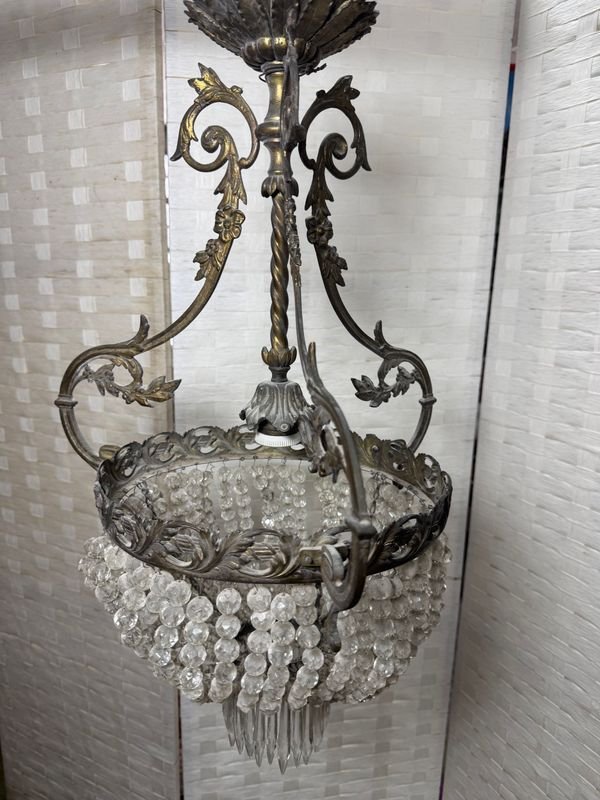 Importante araña en bronce y cristal para decoración - imagen 7