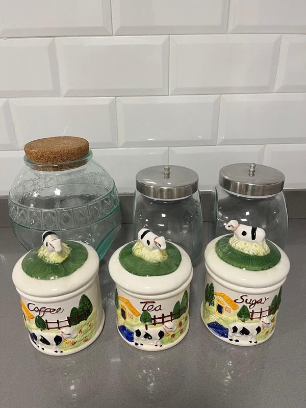 Set de 3 Frascos de Cocina Decorativos con Vaca - imagen 1