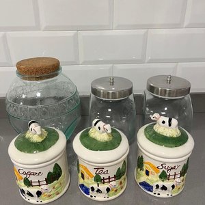 Set de 3 Frascos de Cocina Decorativos con Vaca - imagen 1