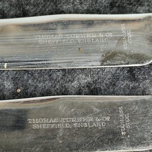 Juego de 10 Cuchillos Ingleses Thomas Turner Sheffield, Mangos Amarillos - imagen 4