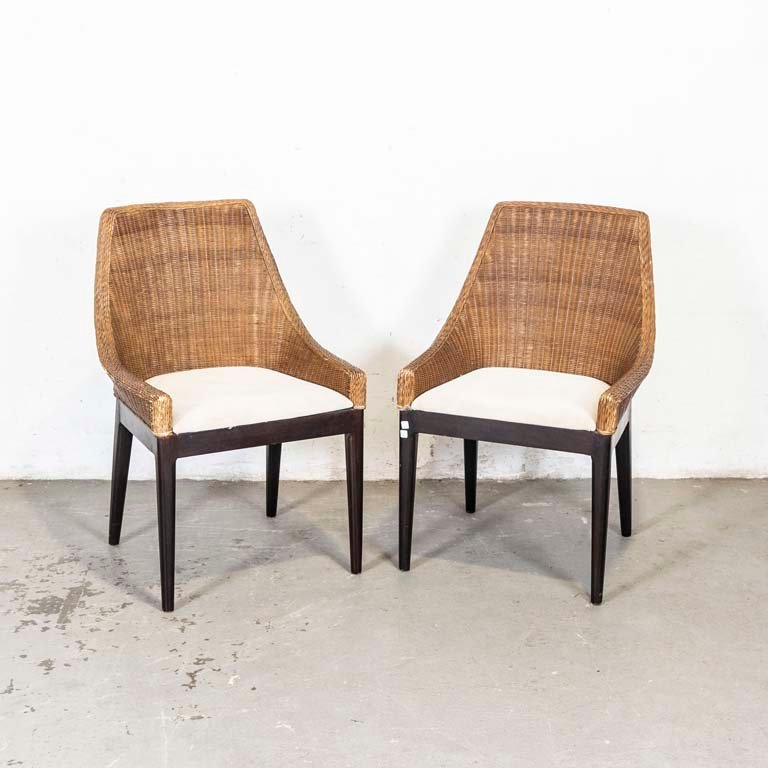 Lote anterior: Sillones de madera y ratán con asientos tapizados