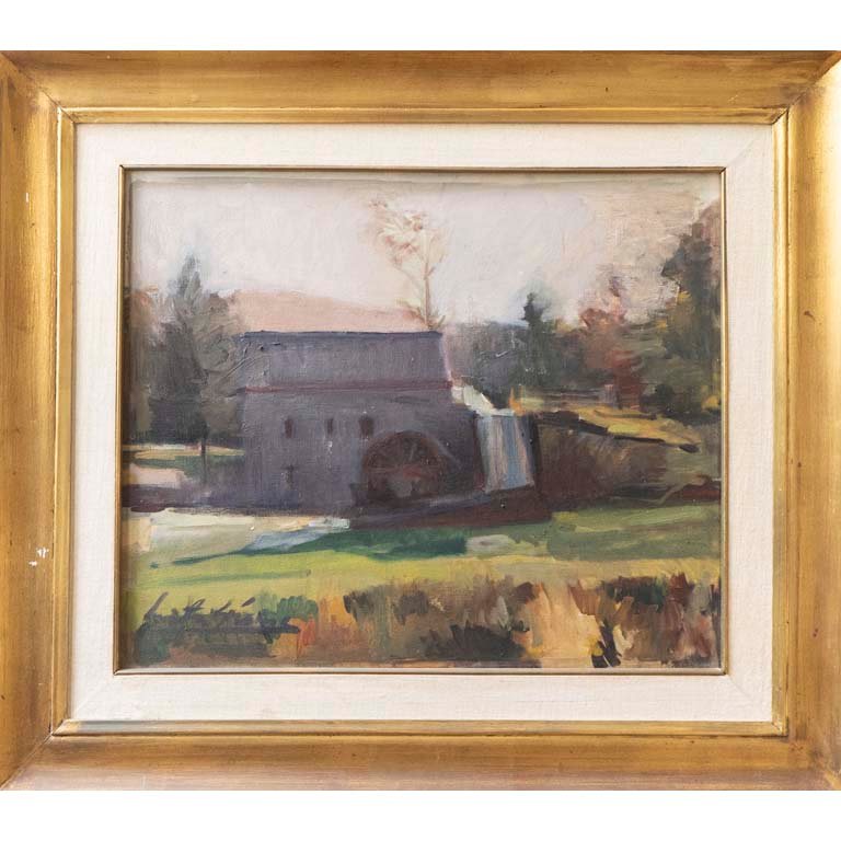 Paisaje de Campo al Óleo con Marco Dorado