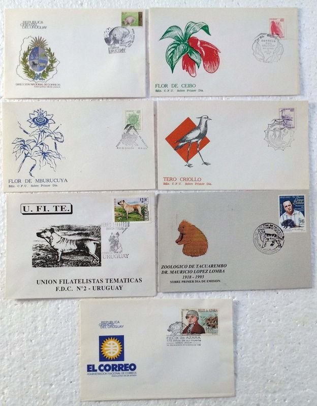 Lote siguiente: Colección de sobres primer día uruguayos con flora y fauna