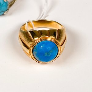 Lote de 3 piezas: 2 anillos con turquesas y colgante religioso - imagen 5