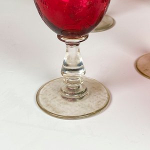 Nueve copas de cristal rubi labradas, diferentes - imagen 5