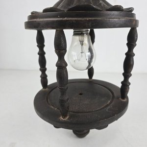 Antiguo Farol de Madera Tallada con Bombilla - imagen 6