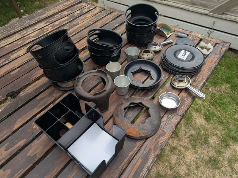 Bases y mecheros para fondue en metal + Porta servilletas y organizador - imagen 2