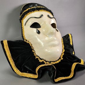 Máscara Pierrot Veneciana Decorativa con Inscripción Interior - 30cm - imagen 4