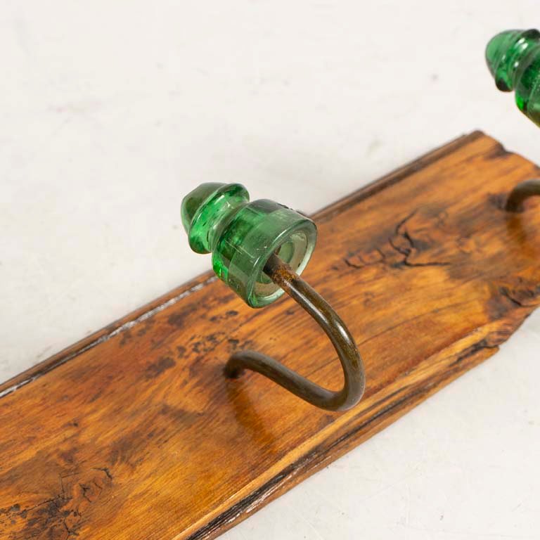 Perchero de madera y metal con vidrio - imagen 2