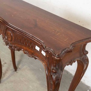 Consola Francesa Antigua Tallada Madera Oscura - imagen 3